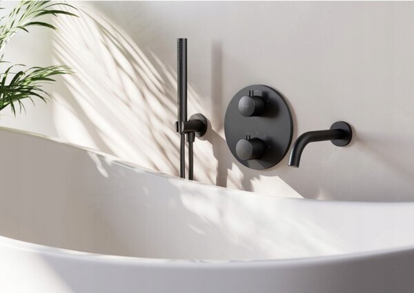 Cersanit Zen, set de baie ascuns cu duș manual, negru mat, S952-041