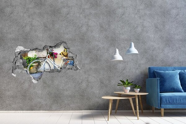 Autocolant 3D gaura cu priveliște O bicicletă într-un decor floral