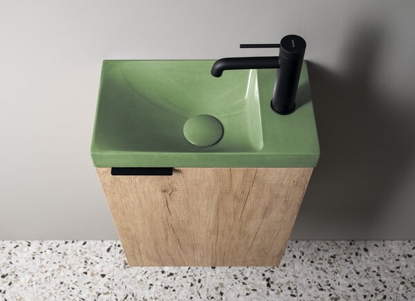 Sapho Sapho, lavoar din beton AGOS 40x22cm, stânga/dreapta, verde lucios, AS40023