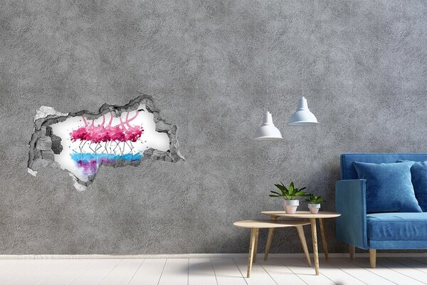 Autocolant autoadeziv gaură Flamingo în apă colorată