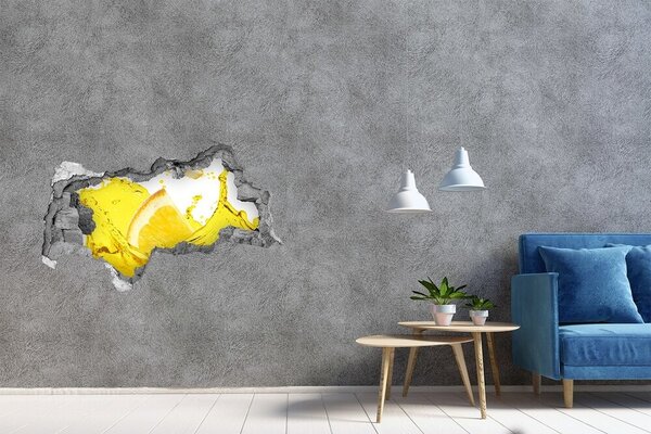 Fototapet 3D gaură în perete Cocktail de lămâie în beton