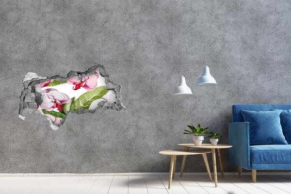 Fototapet 3D gaură în perete Un paradis al florilor în spatele zidurilor