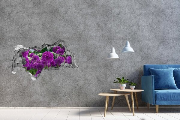 Autocolant de perete gaură 3D Un paradis floral în nuanțe de violet