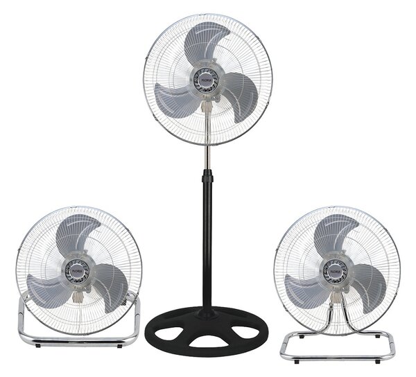 Ventilator 3 in 1 ZILAN ZLN3840 - 55W, 45cm, stand/podea/birou, palete metalice