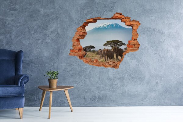 Fototapet un zid spart cu priveliște Savană africană cu elefanți