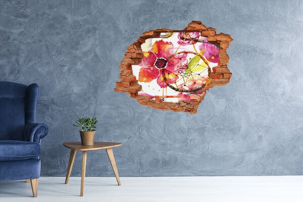 Fototapet 3D gaură în perete Visul florilor cu gaură în perete