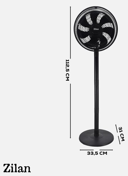 Ventilator de circulatie 12" ZILAN ZLN2558 - viteza inalta, 3 trepte