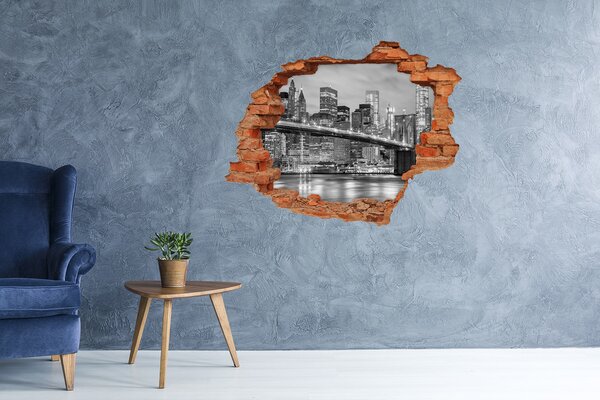 Autocolant un zid spart cu priveliște Podul Brooklyn din New York
