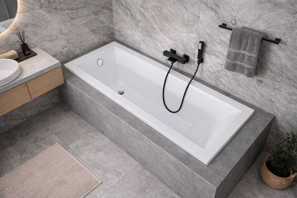Erga Pureline-S, cadă de baie 1400x700x400 mm fără picioare, alb lucios, ERG-V07-PURELINE-S-140x070-WH