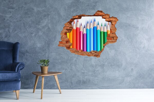Autocolant gaură 3D Lumea colorată a creioanelor colorate