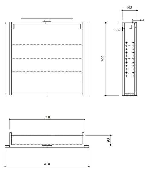 Sapho Sapho, galerie GRETA cu iluminare LED, 81x70x14cm, mat alb, GR080-0031