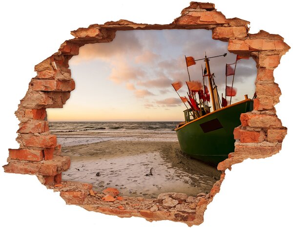 Fototapet un zid spart cu priveliște Plaja barca de pescuit