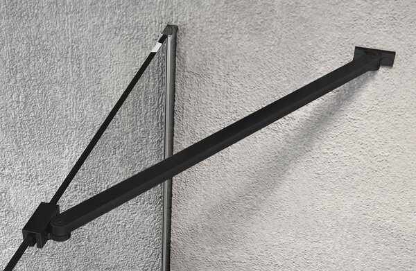 Erga Paris, suport de colț pentru paravane de duș cu grosimea sticlei 6/8/10 mm, lungime 60 cm, negru mat, ERG-V02-PARIS-BAR60-BK