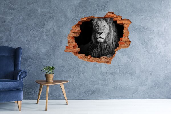 Fototapet 3D gaură în perete Leu într-o gaură în perete