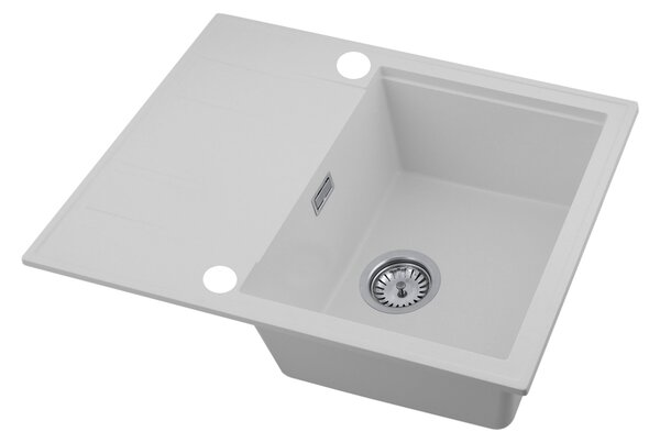 Gamma Modern 6550, chiuvetă din granit cu 1 vas 650x500x210 mm cu scurgere scurtă, alb, GMA-ZLE000094