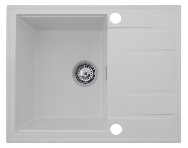 Gamma Modern 6550, chiuvetă din granit cu 1 vas 650x500x210 mm cu scurgere scurtă, alb, GMA-ZLE000094
