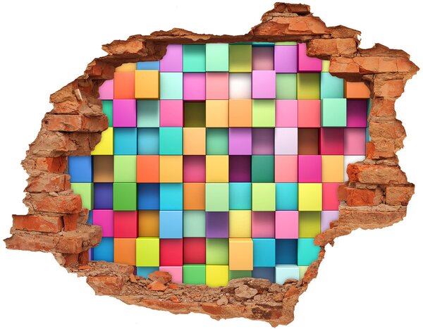 Autocolant autoadeziv gaură Blocuri colorate într-o gaură din perete