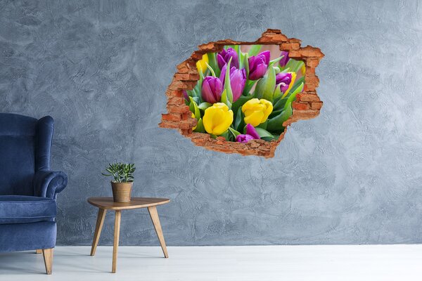 Fototapet 3D gaură în perete Un paradis floral cu o gaură în perete