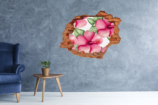 Autocolant de perete gaură 3D Un paradis al florilor în spatele zidului