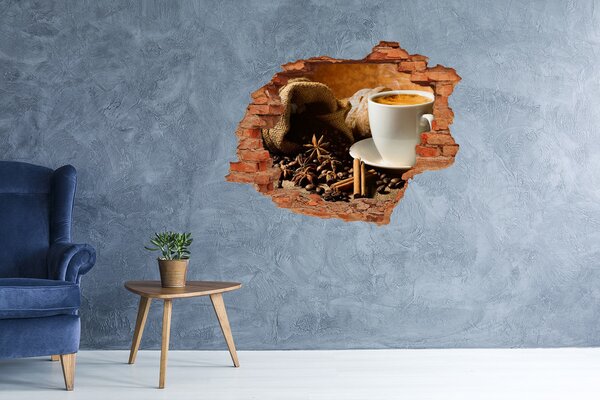 Autocolant 3D gaura cu priveliște Cafea și pâine proaspătă