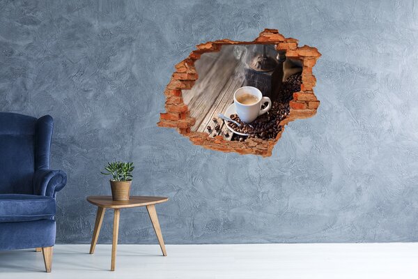 Fototapet 3D gaură în perete Cafea într-o cafenea confortabilă