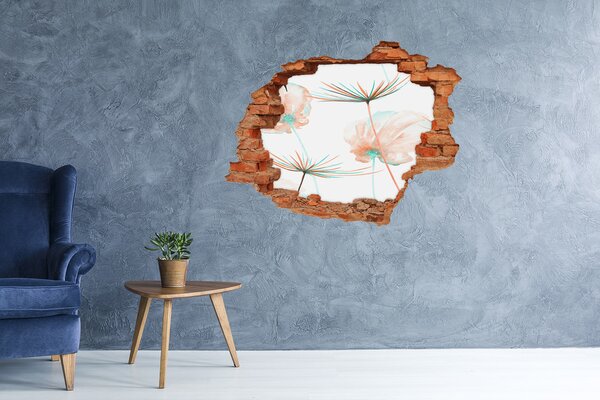 Fototapet 3D gaură în perete Peisaj floral printr-o gaură în perete