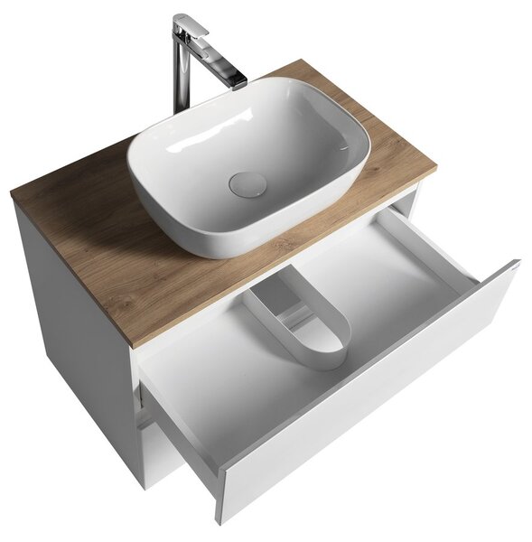 Aqualine Aqualine, dulap ALTAIR cu blat 78,5 cm, stejar alb/emporio, AI280-02