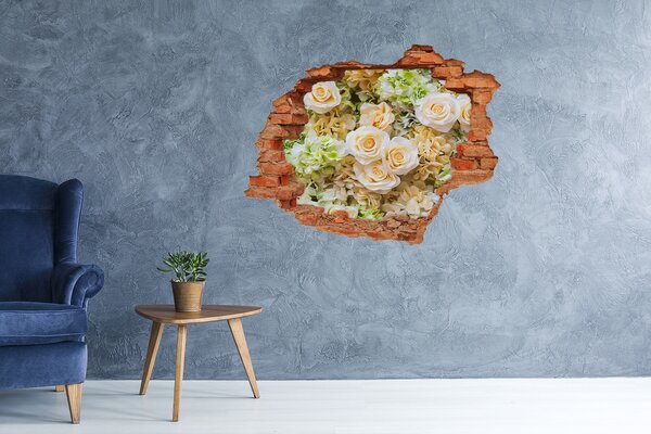 Autocolant de perete gaură 3D Un paradis al florilor în spatele zidului