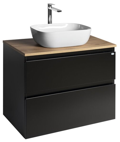 Aqualine Aqualine, dulap ALTAIR cu blat 78,5 cm, negru mat/stejar emporio, AI680-01