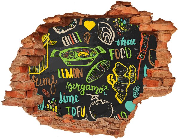 Autocolant un zid spart cu priveliște mâncare tailandeză