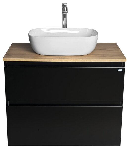 Aqualine Aqualine, dulap ALTAIR cu blat 78,5 cm, negru mat/stejar emporio, AI680-01