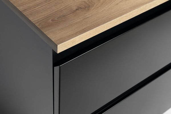 Aqualine Aqualine, dulap ALTAIR cu blat 68 cm, negru mat/stejar emporio, AI670-01