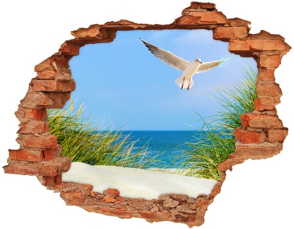 Fototapet un zid spart cu priveliște Seagull pe plajă