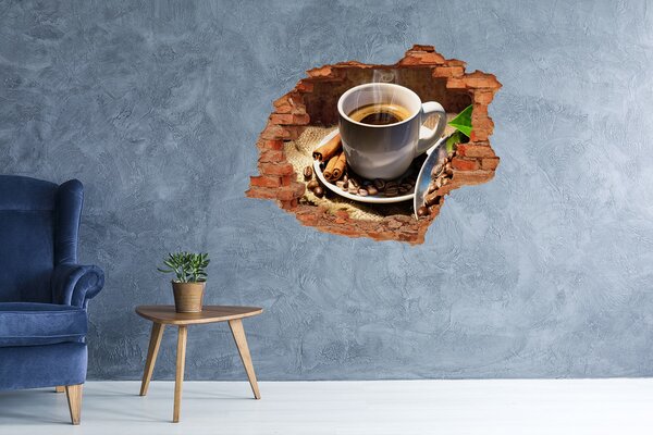 Autocolant gaură 3D Cafea cu scorțișoară