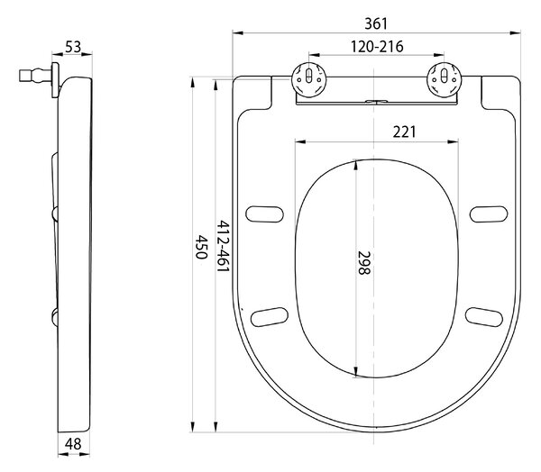 Aqualine Aqualine, scaun WC DONA, Soft Close, alb, FD121