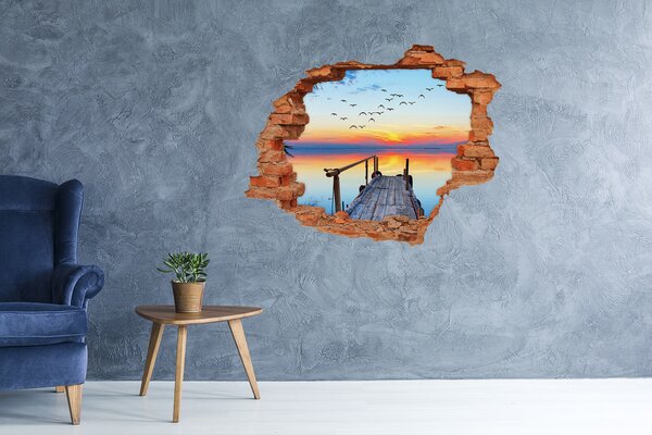 Fototapet 3D gaură în perete Apus de soare peste lac