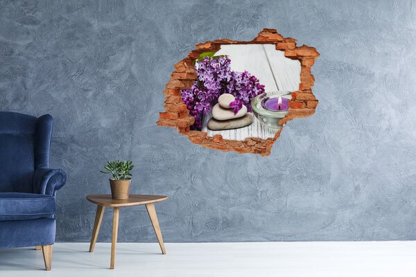 Autocolant de perete gaură 3D O oază florală de pace