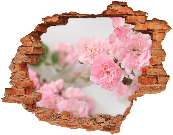 Fototapet un zid spart cu priveliște trandafiri sălbatici