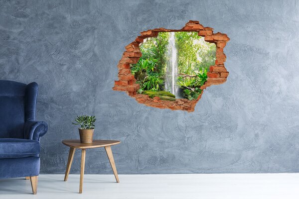 Autocolant gaură 3D Cascadă tropicală în junglă