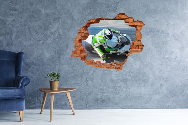 Autocolant un zid spart cu priveliște Cursă de motociclete în acțiune