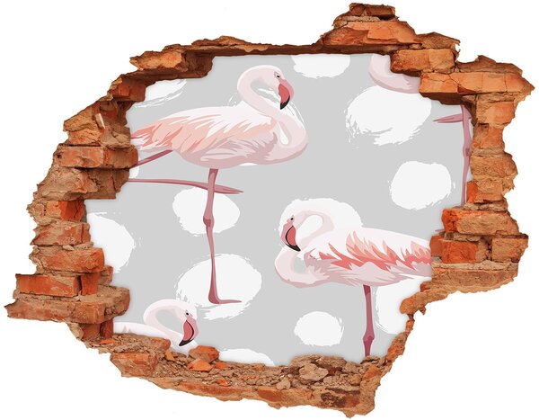Autocolant de perete gaură 3D Flamingos