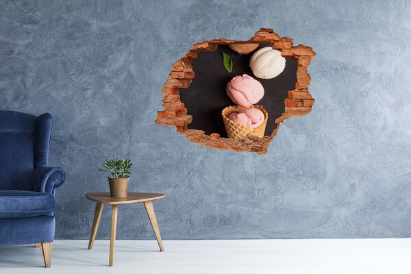 Autocolant 3D gaura cu priveliște Sărbătoarea cu înghețată Hole in the Wall