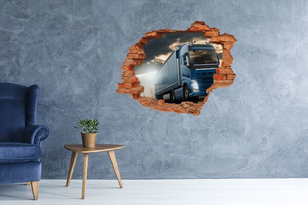 Autocolant de perete gaură 3D Camion pe drum