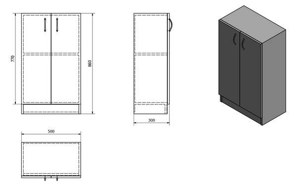 Aqualine Aqualine, dulap jos SIMPLEX ECO 50x86x30cm, SIME540