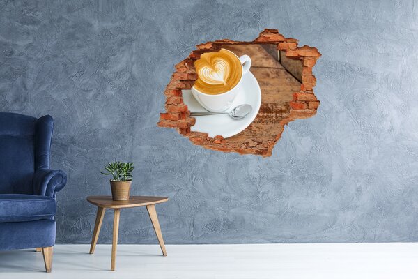 Autocolant de perete gaură 3D Cafea într-un perete spart