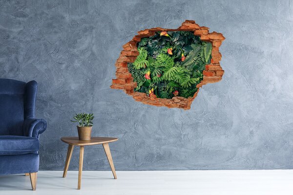 Fototapet un zid spart cu priveliște Grădină tropicală în spatele zidului