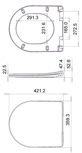 Aqualine Aqualine, scaun WC VERMET, Soft Close, alb, VRS008
