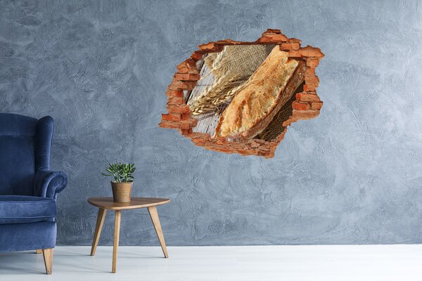 Fototapet 3D gaură în perete Pâine cu cereale în fundal