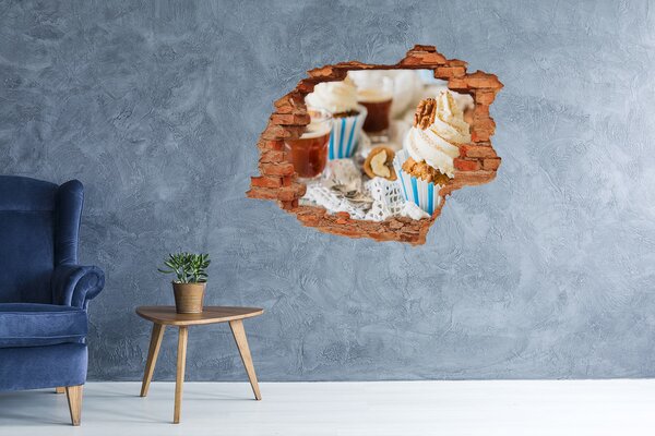 Fototapet 3D gaură în perete Paradis dulce cu brioșe