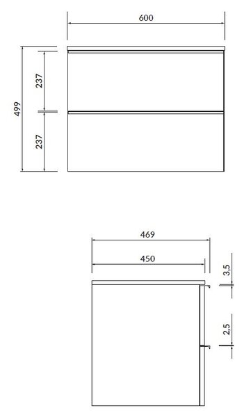 Cersanit - Dulap de perete VIRGO sub chiuveta cu blat de 60 cm, alb-crom, S522-040
